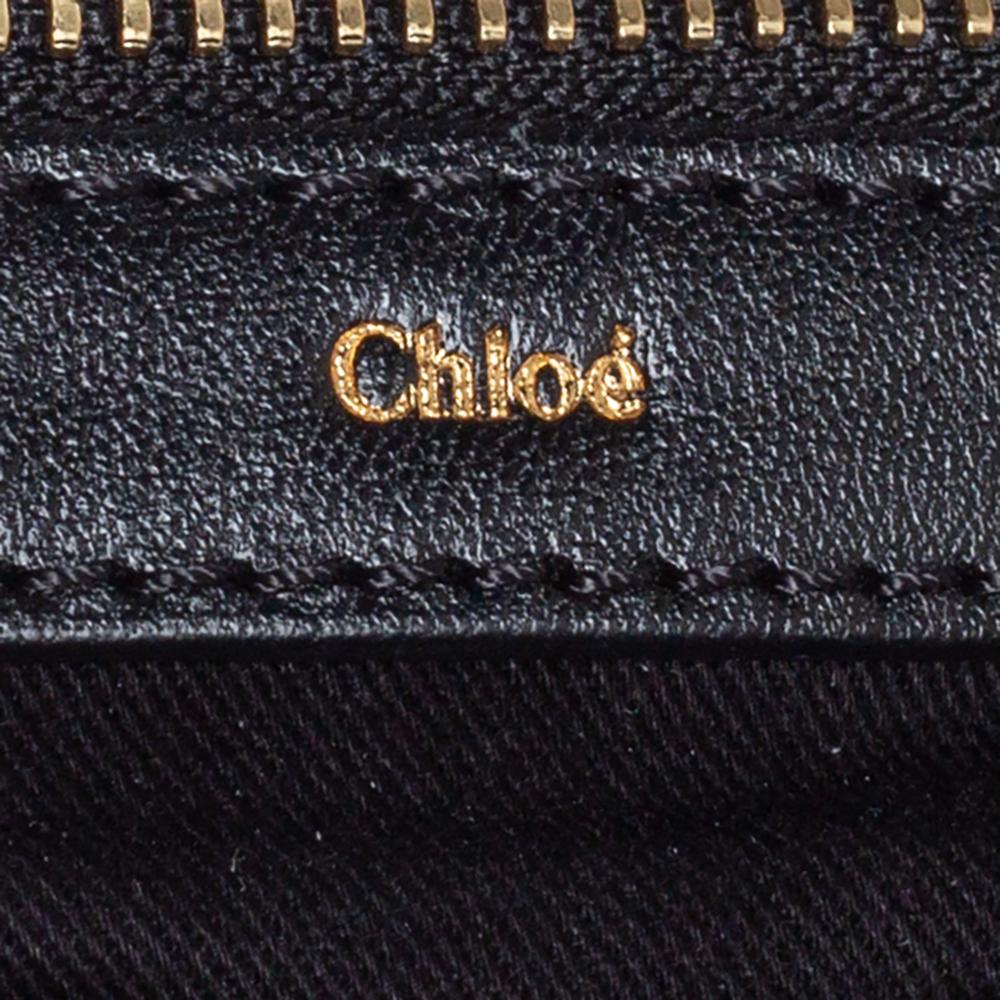 Chloe Dark Green /Black Leather Large Alice Satchel For Sale 2