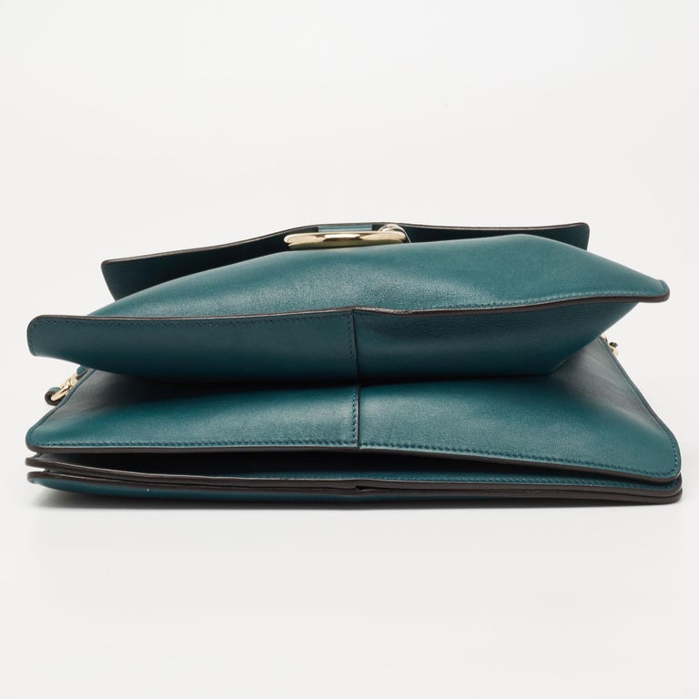 Chloe Dark Green Leather and Suede Medium Faye Shoulder Bag For Sale at