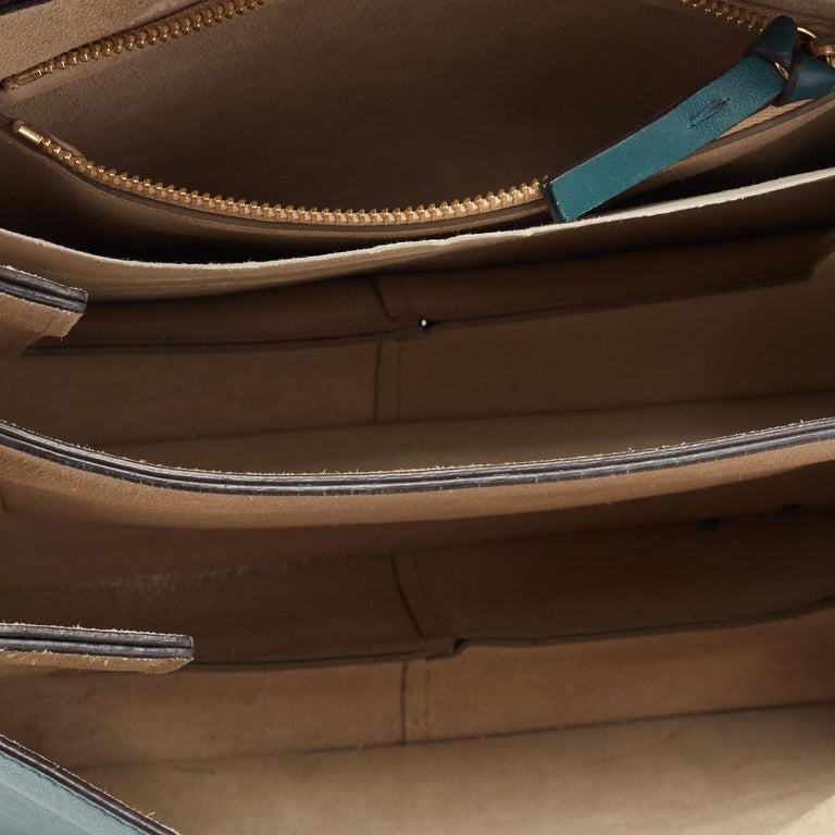 Chloe Dark Green Leather and Suede Medium Faye Shoulder Bag For Sale at