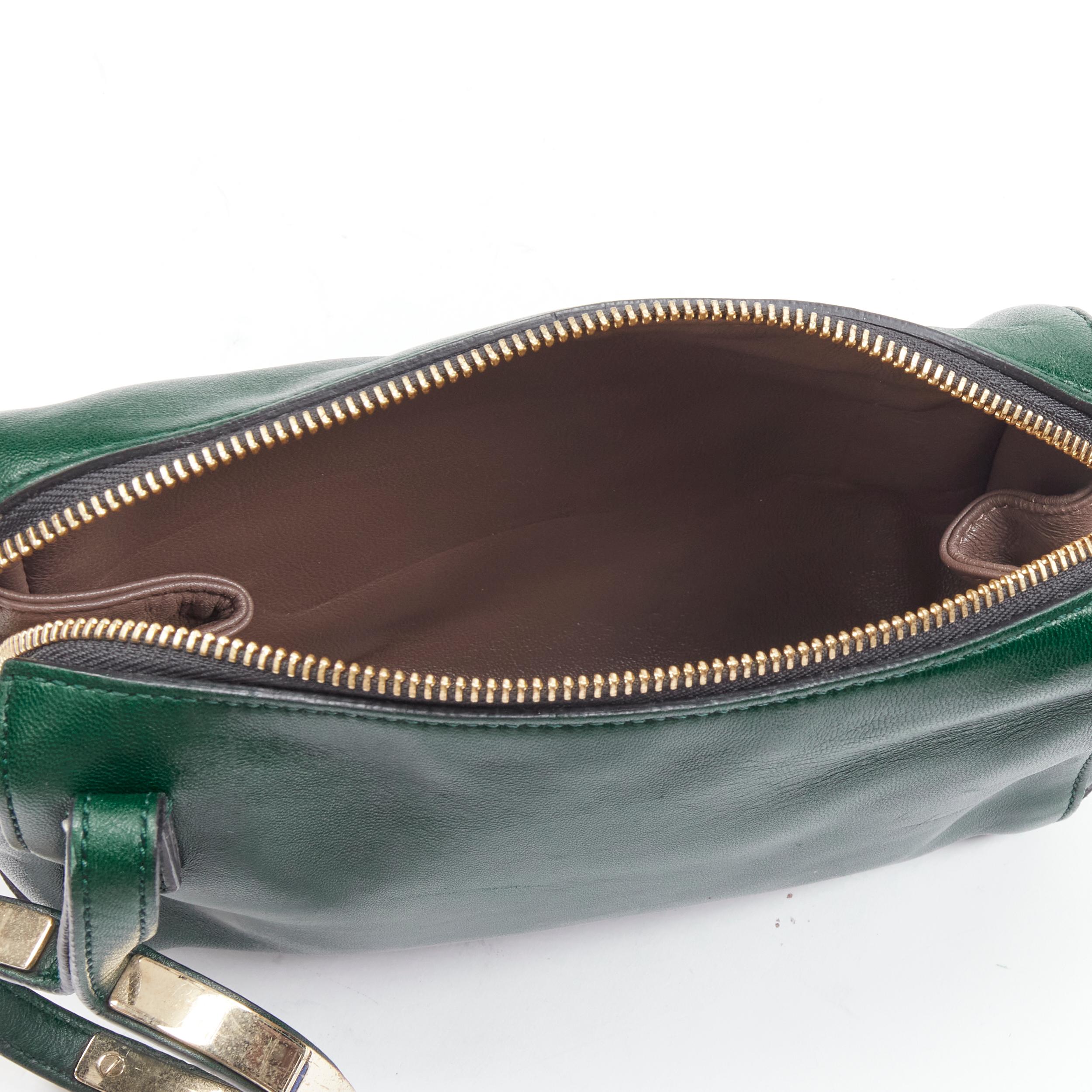 CHLOE dark green leather gold bangle cuff zip pouch clutch 3