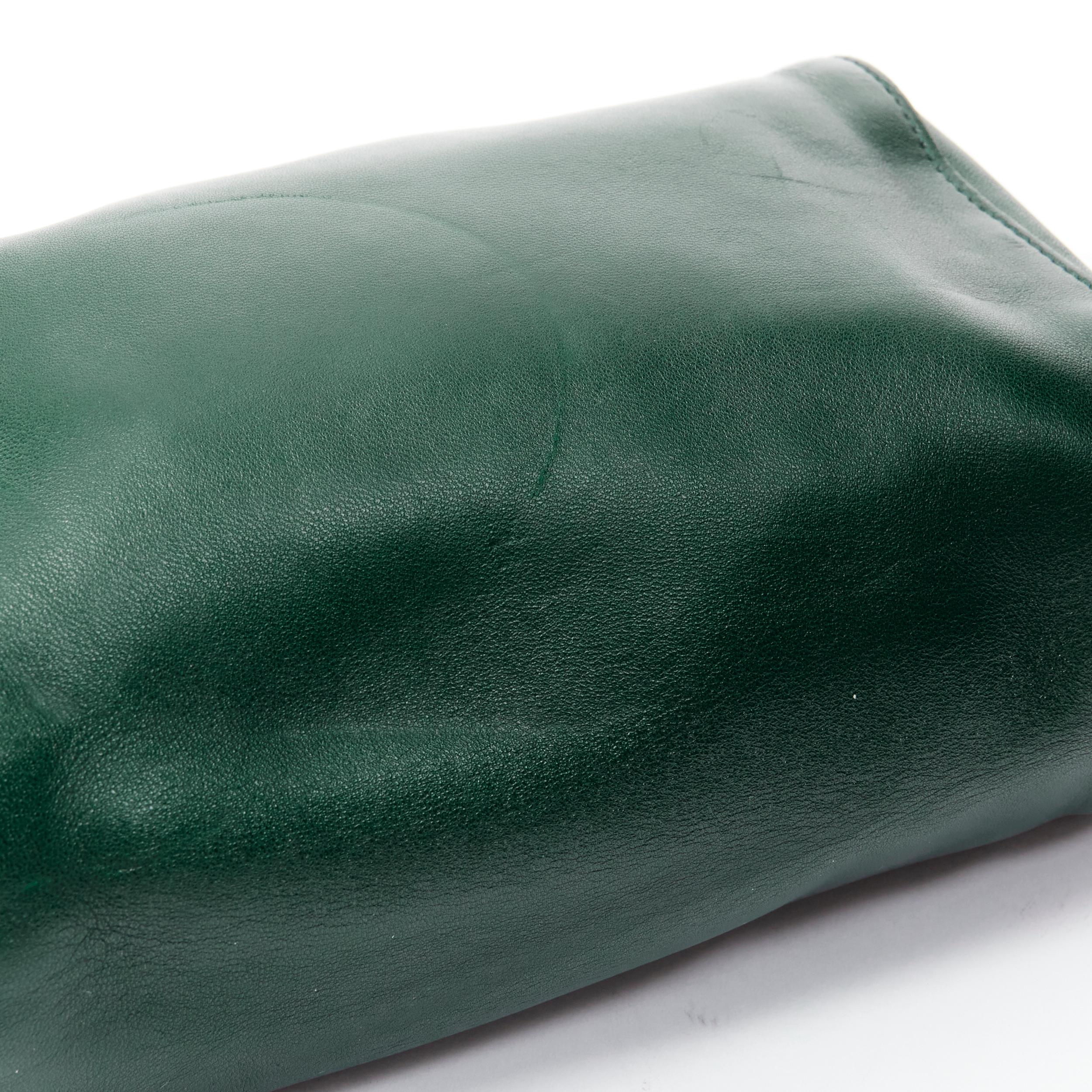 Women's CHLOE dark green leather gold bangle cuff zip pouch clutch