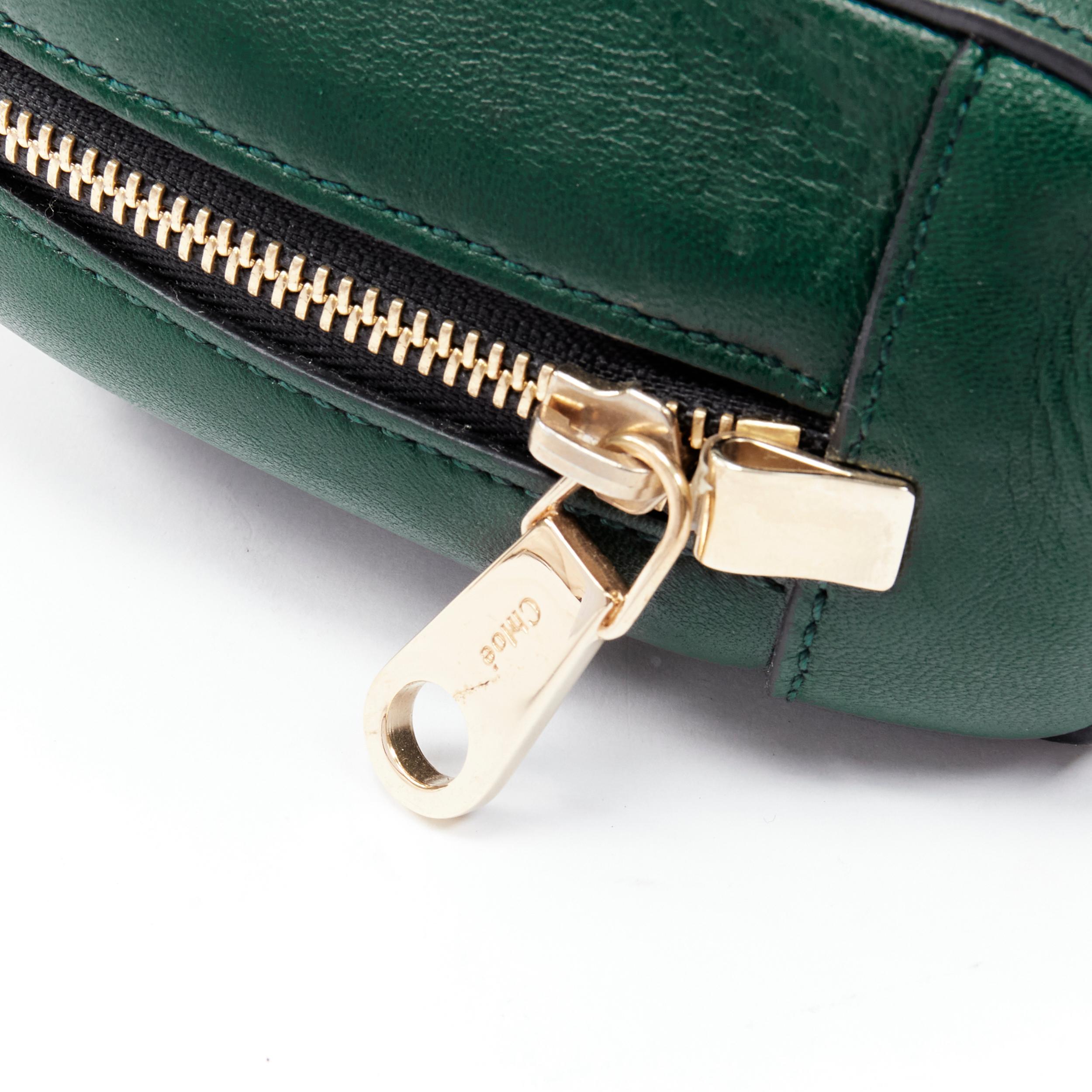 CHLOE dark green leather gold bangle cuff zip pouch clutch 1