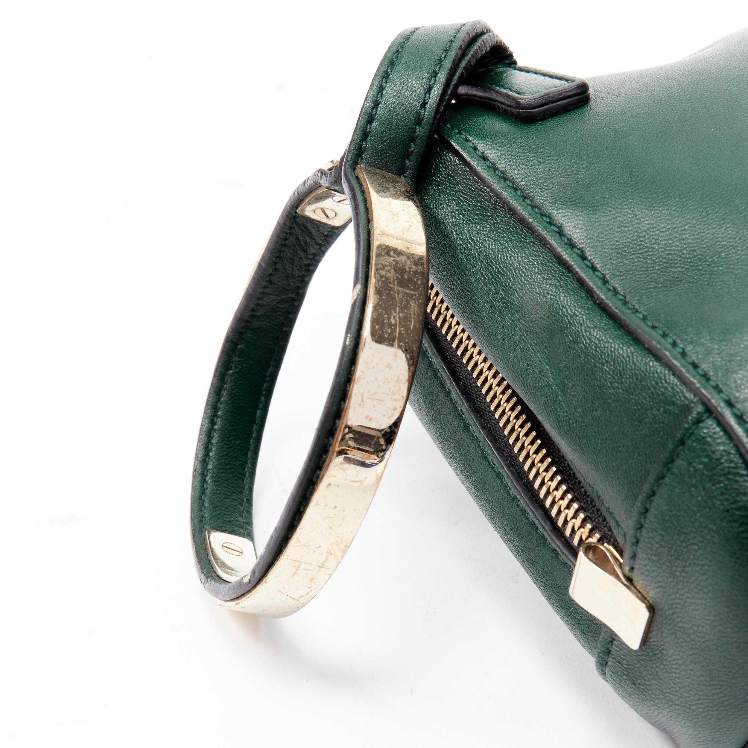 CHLOE dark green leather gold bangle cuff zip pouch clutch 2