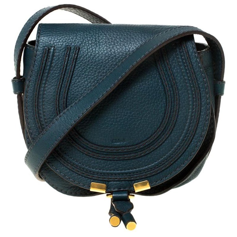 Chloe Dark Green Leather Mini Marcie Crossbody Bag For Sale at 1stDibs