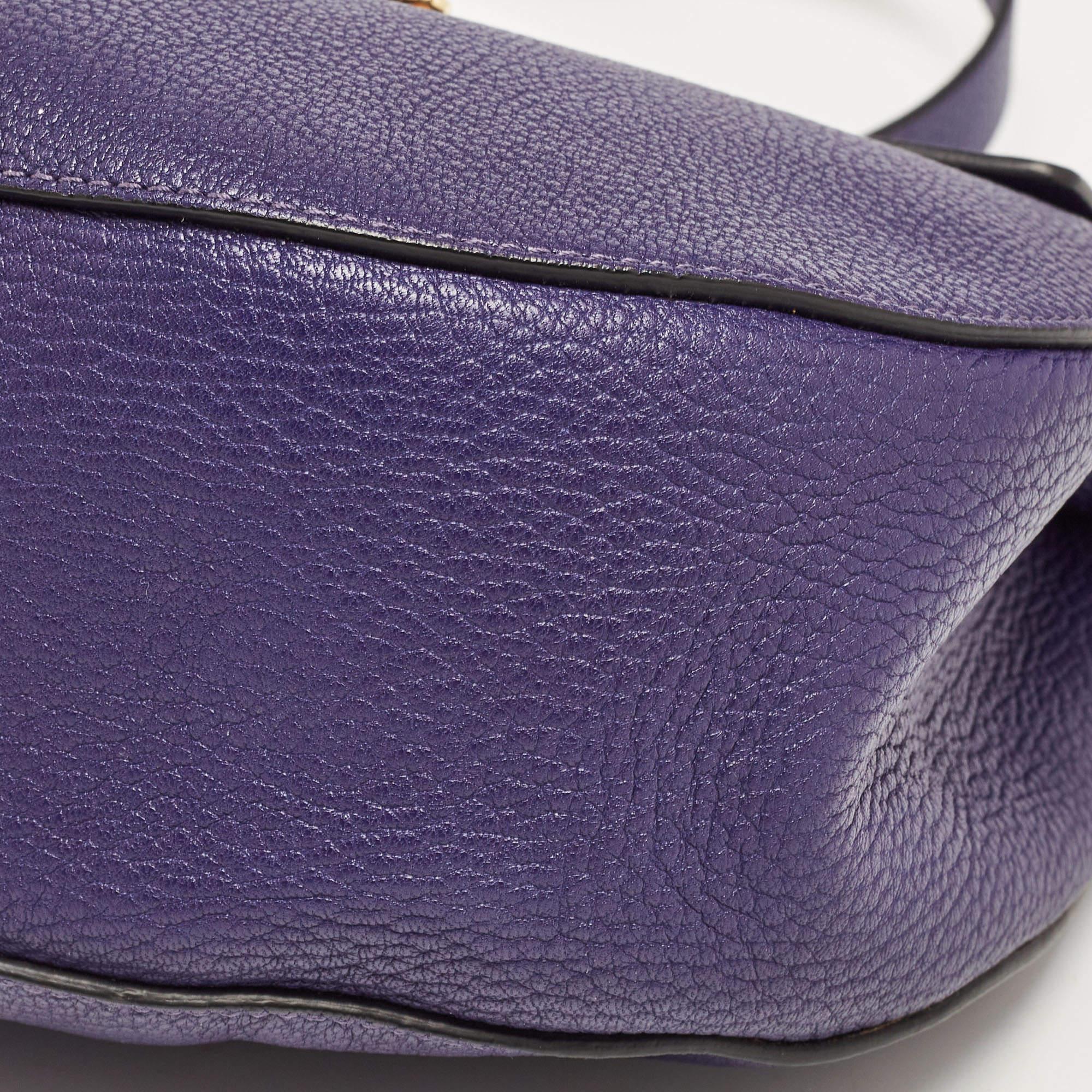 Chloe Dark Purple Leather Large Drew Shoulder Bag For Sale 6