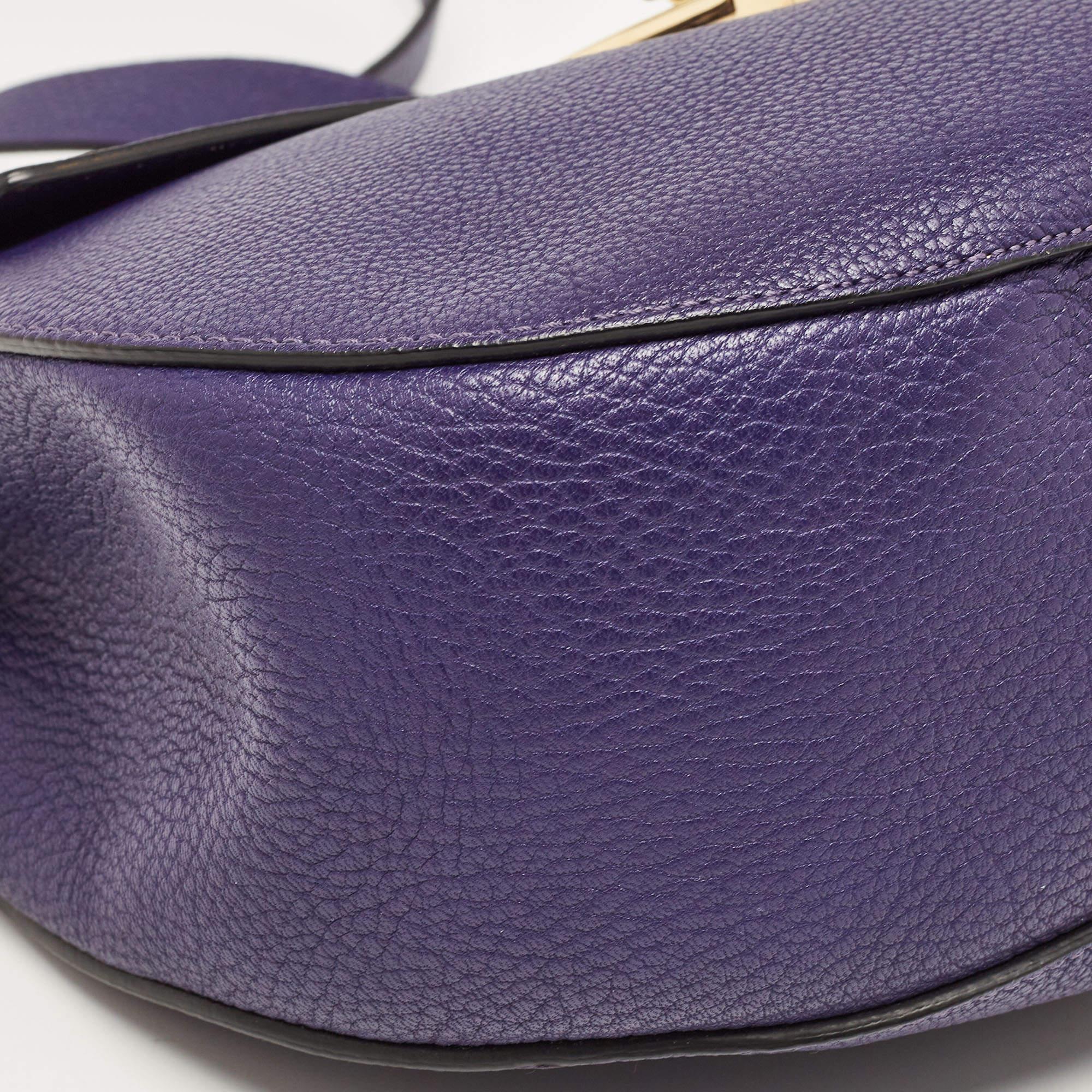 Chloe Dark Purple Leather Large Drew Shoulder Bag For Sale 7