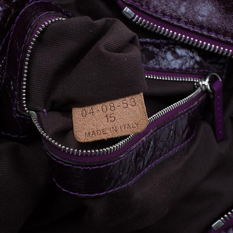 Chloe Dark Purple Patent Leather Paddington Tote 5