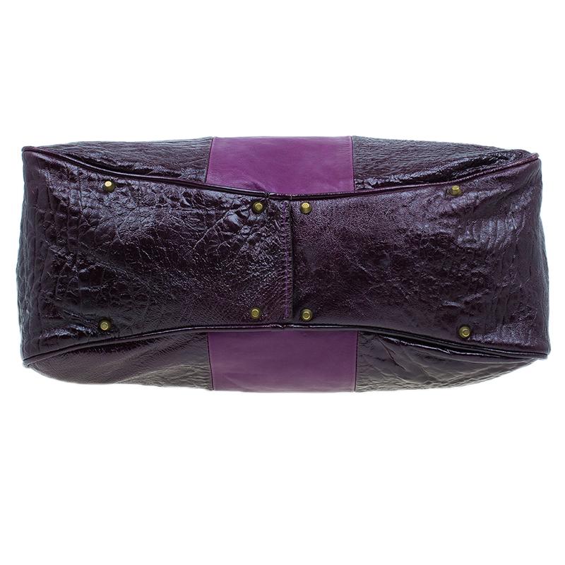 Women's Chloe Dark Purple Patent Leather Paddington Tote