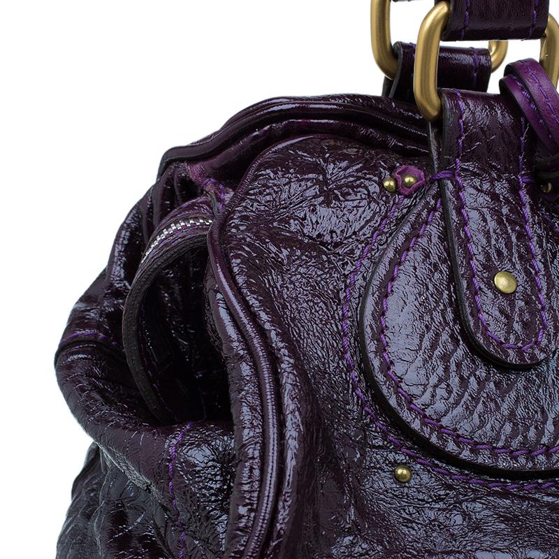 Chloe Dark Purple Patent Leather Paddington Tote 2