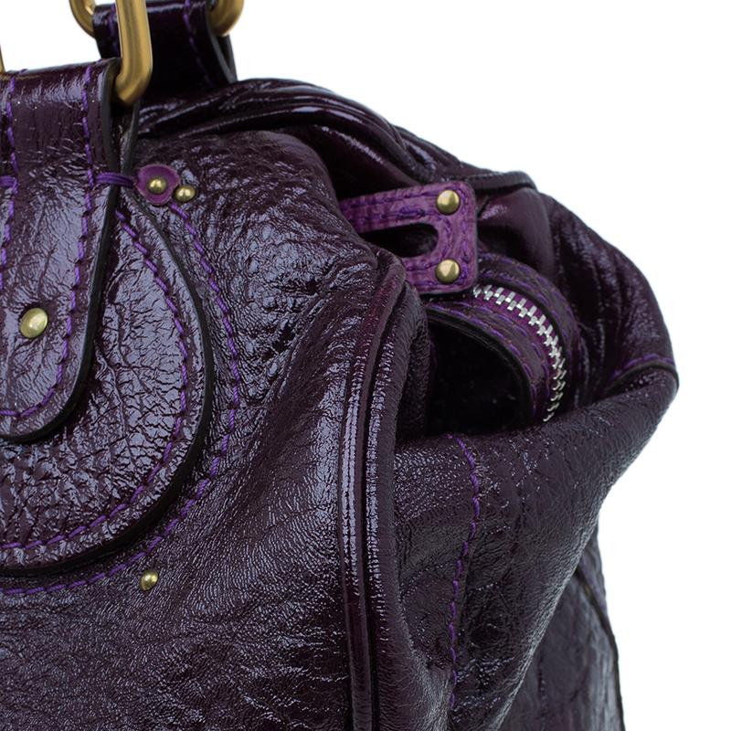Chloe Dark Purple Patent Leather Paddington Tote 3