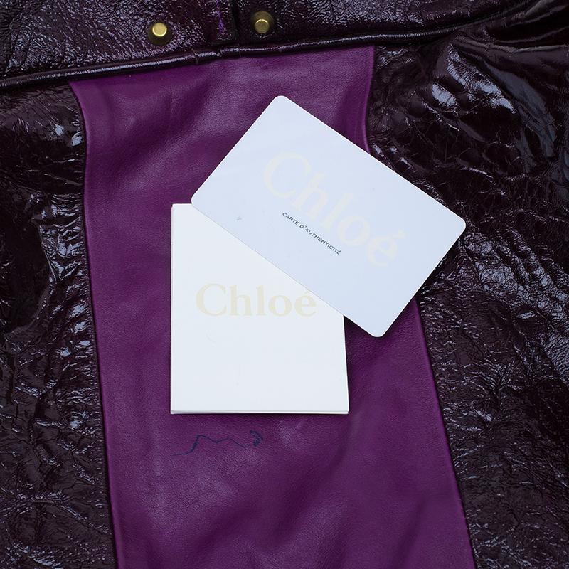 Chloe Dark Purple Patent Leather Paddington Tote 4