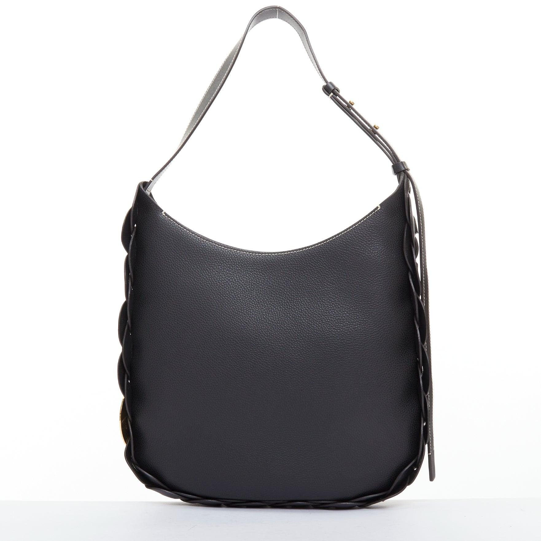 CHLOE Darryl Hobo Schwarze Umhängetasche aus geflochtenem Leder im Angebot 1