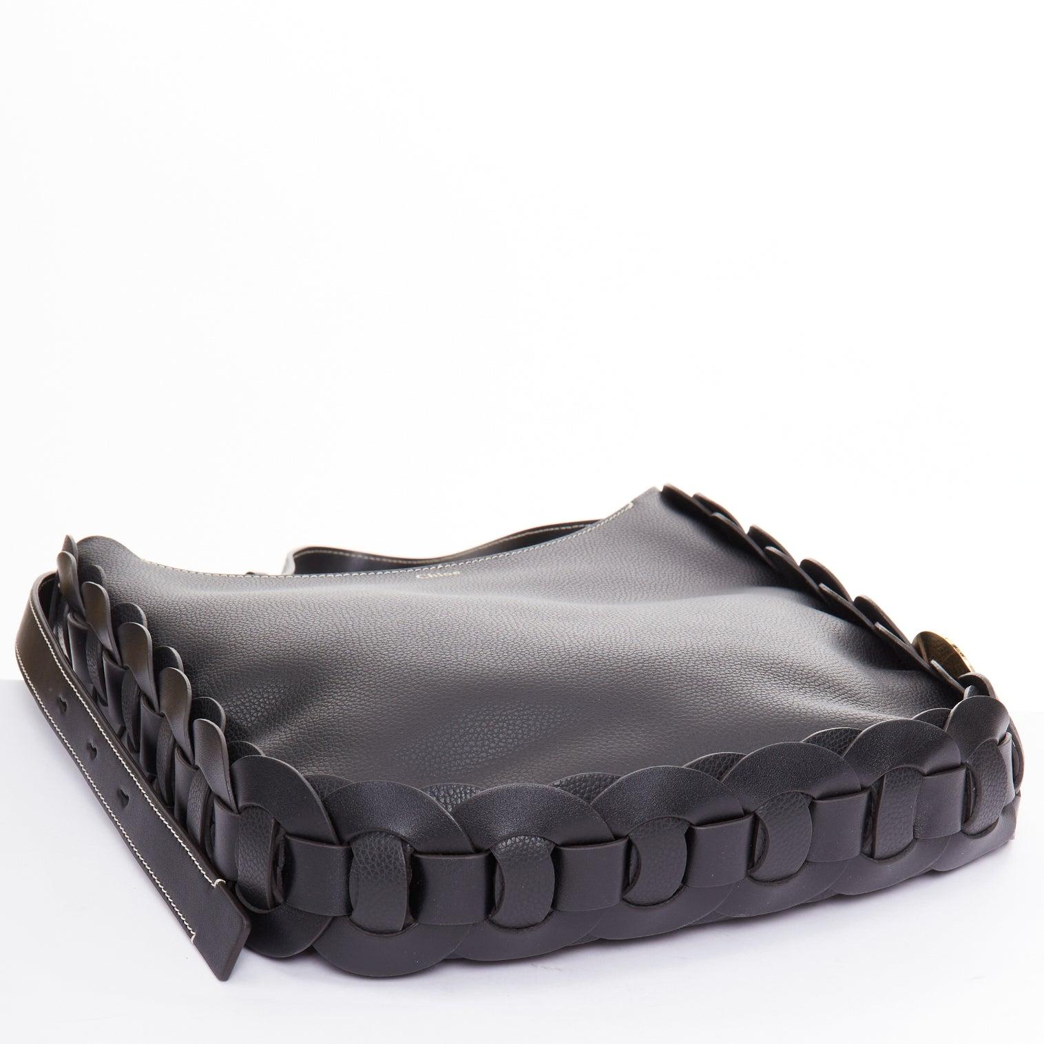 CHLOE Darryl Hobo Schwarze Umhängetasche aus geflochtenem Leder im Angebot 2