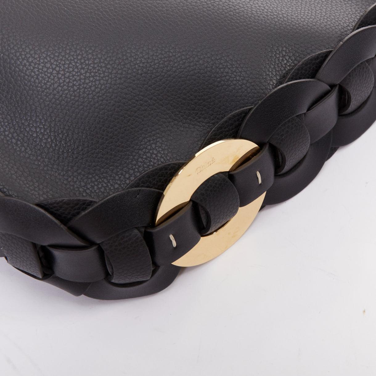 CHLOE Darryl Hobo Schwarze Umhängetasche aus geflochtenem Leder im Angebot 3