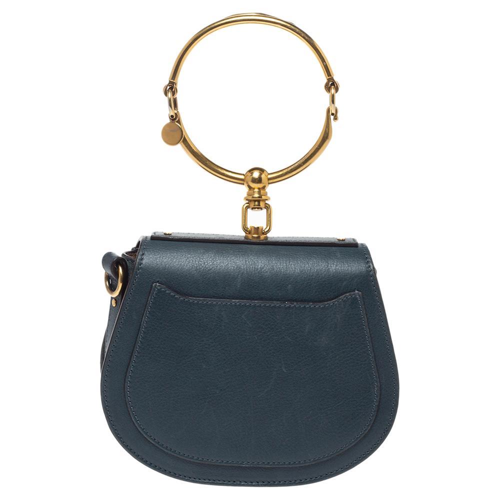 Chloe Deep Green Leather and Suede Small Nile Bracelet Shoulder Bag 4