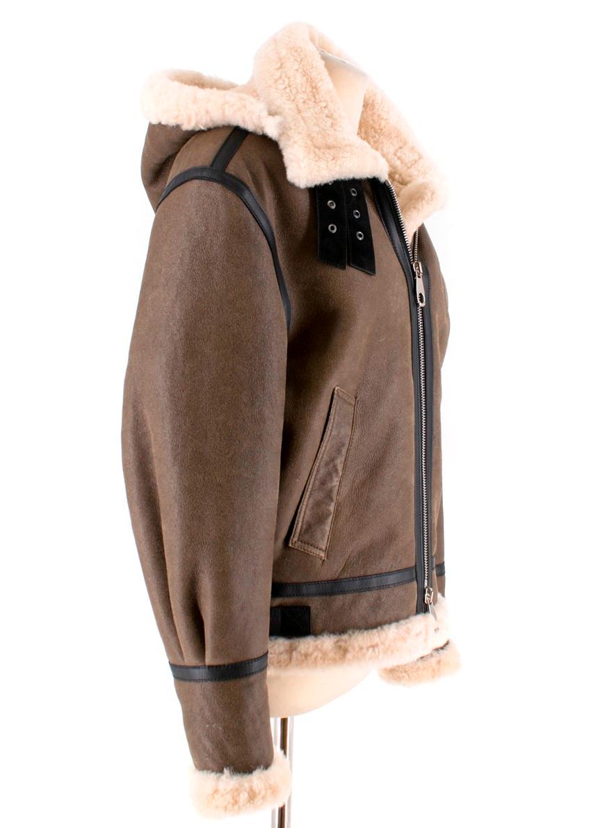 Chloe detachable-hood brown shearling jacket - SIZE 0/2 1