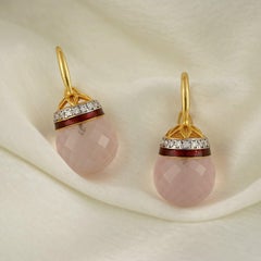 Moi Chloe Diamond and Rose Quartz Earrings