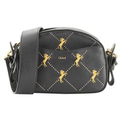 Chloe Dome Shoulder Bag Studded Embroidered Leather Small