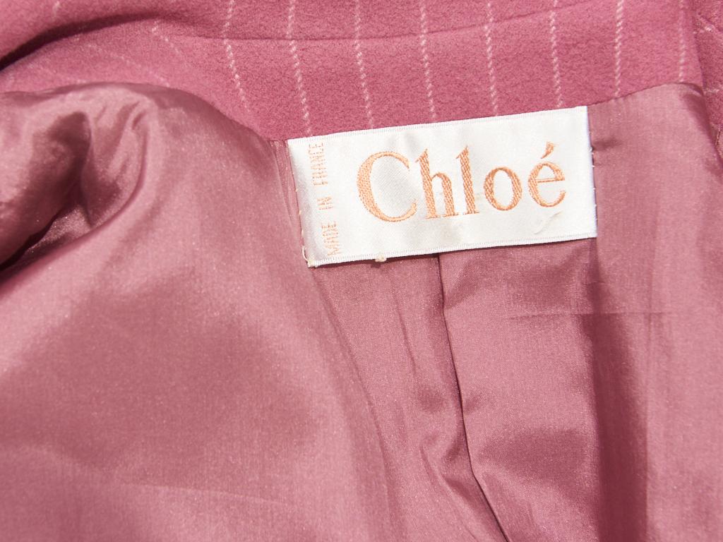 Pink Chloe Double Breasted Pin Stripe Coat For Sale