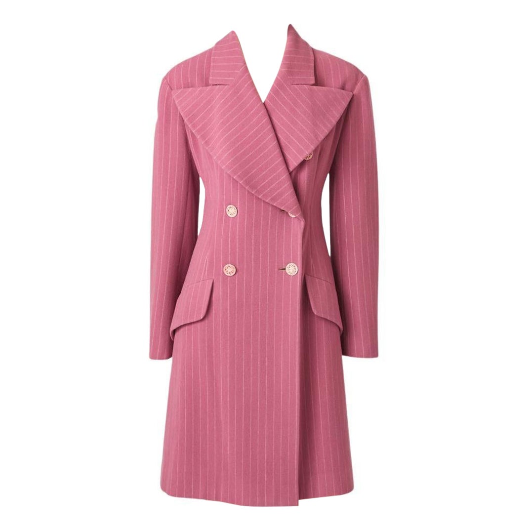Cappotto doppiopetto Chloe con strisce a spillo