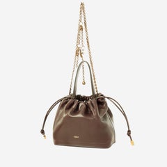 Chloé Drawstring Leather Shoulder Bag — Brown