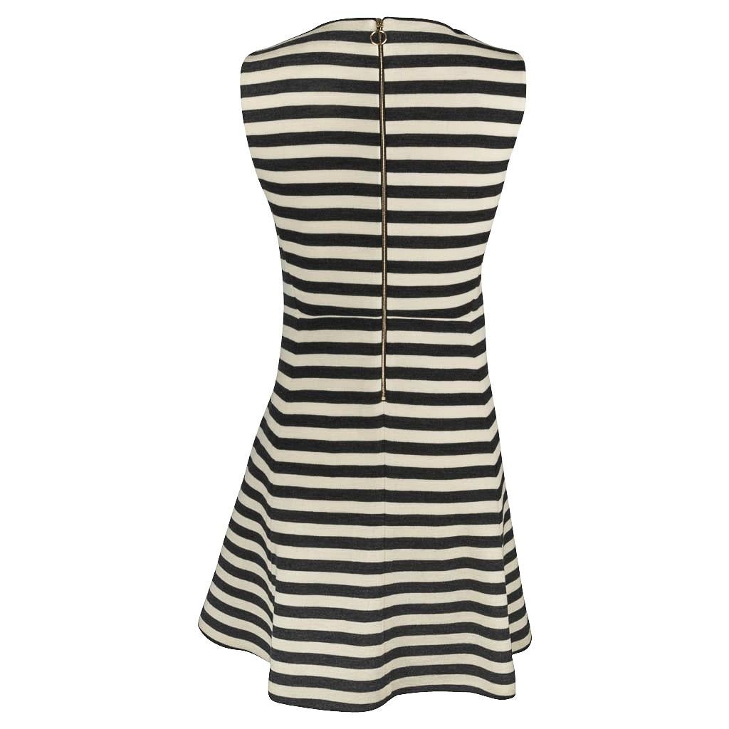 Women's Chloe Dress Striped Charcoal and Vanilla A-Line Modern 38 / 4  For Sale