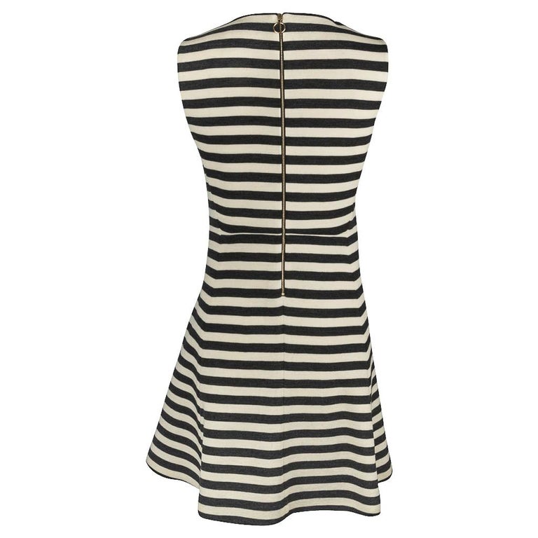 Chloe Dress Striped Charcoal and Vanilla A-Line Modern 38 / 4 For Sale ...