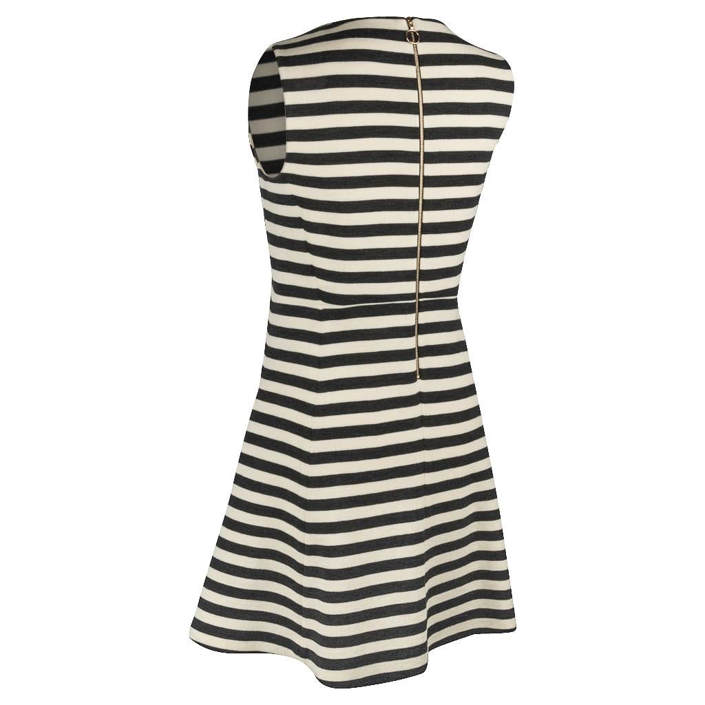 Chloe Dress Striped Charcoal and Vanilla A-Line Modern 38 / 4  For Sale 1