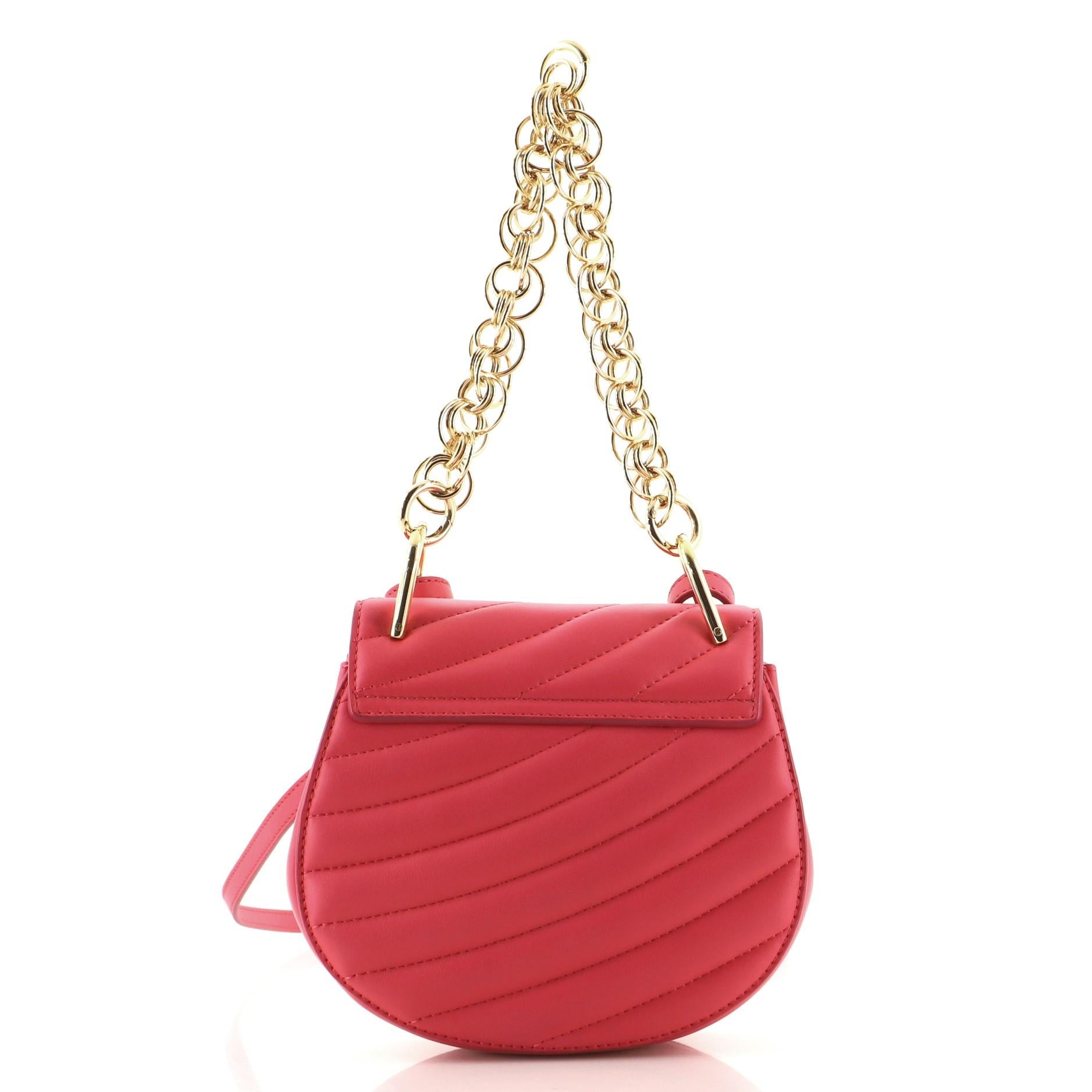 Pink Chloe Drew Bijou Crossbody Bag Quilted Leather Mini