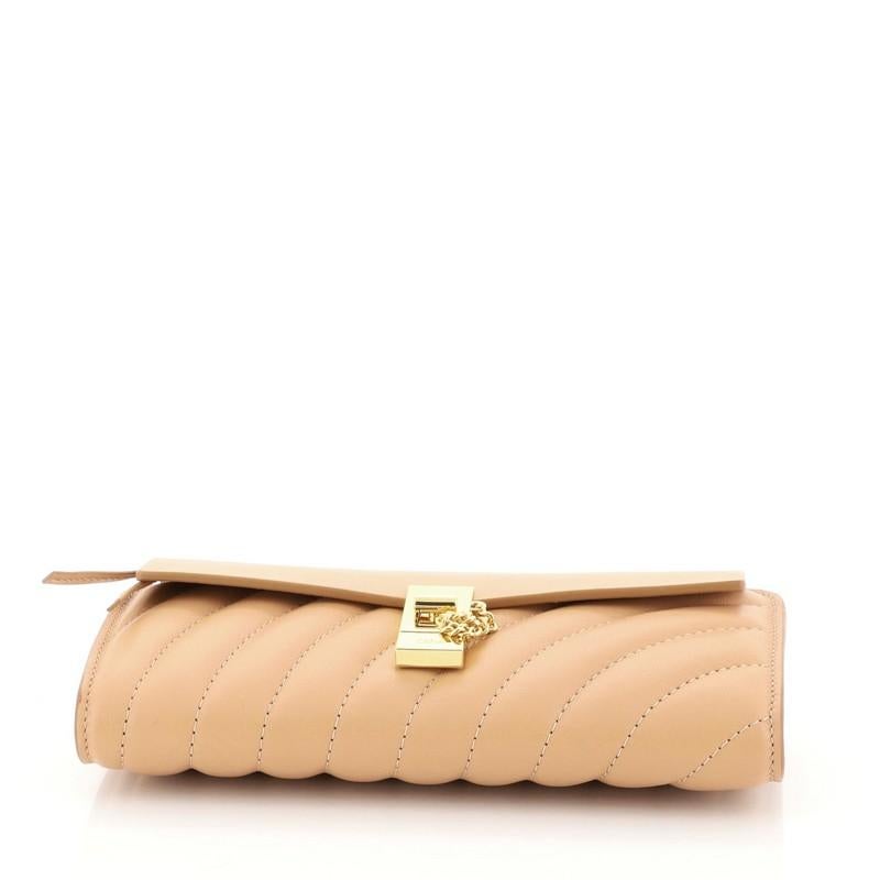 Beige Chloe Drew Continental Wallet Quilted Leather Long