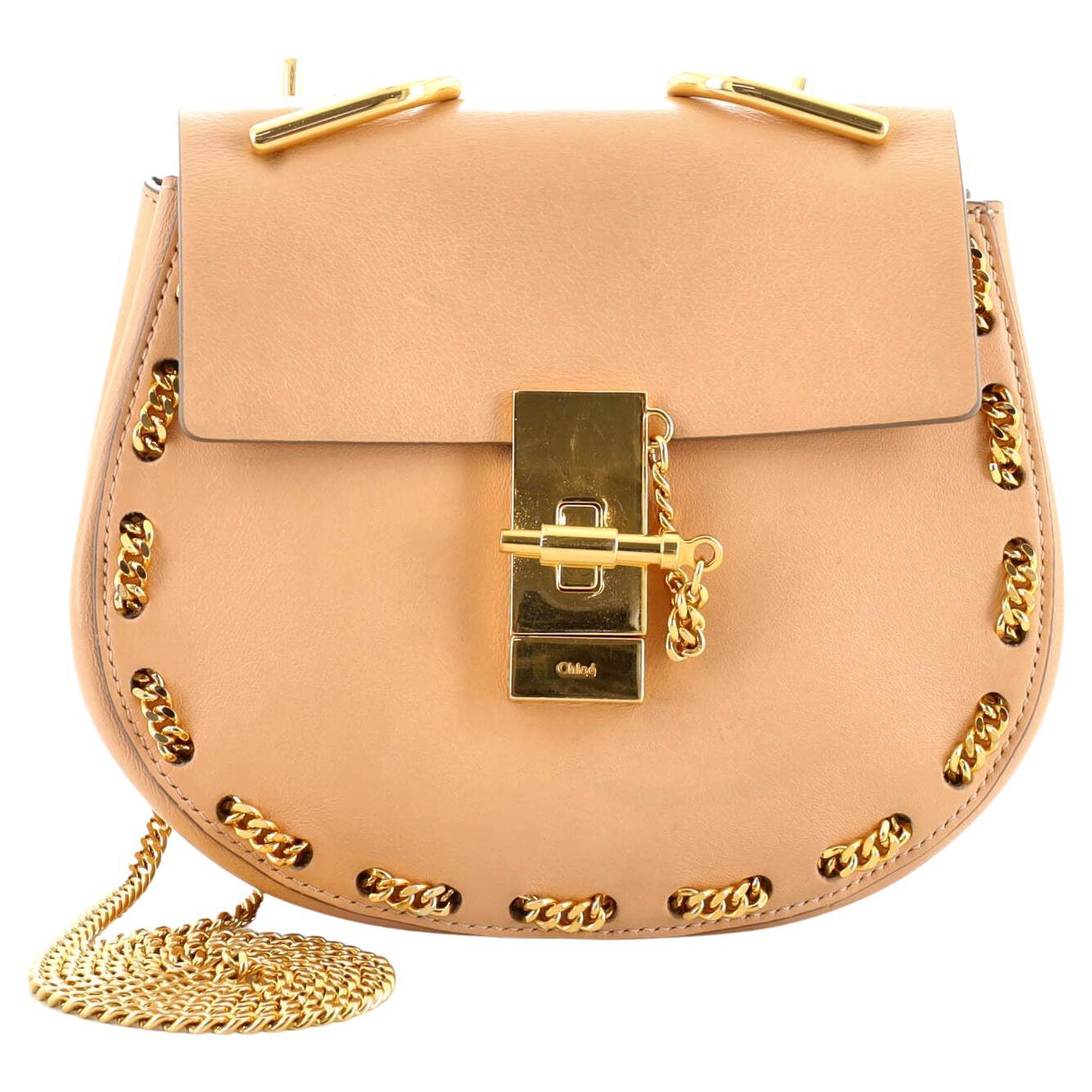 Chloe Drew Crossbody Bag Chain Embellished Leather Mini