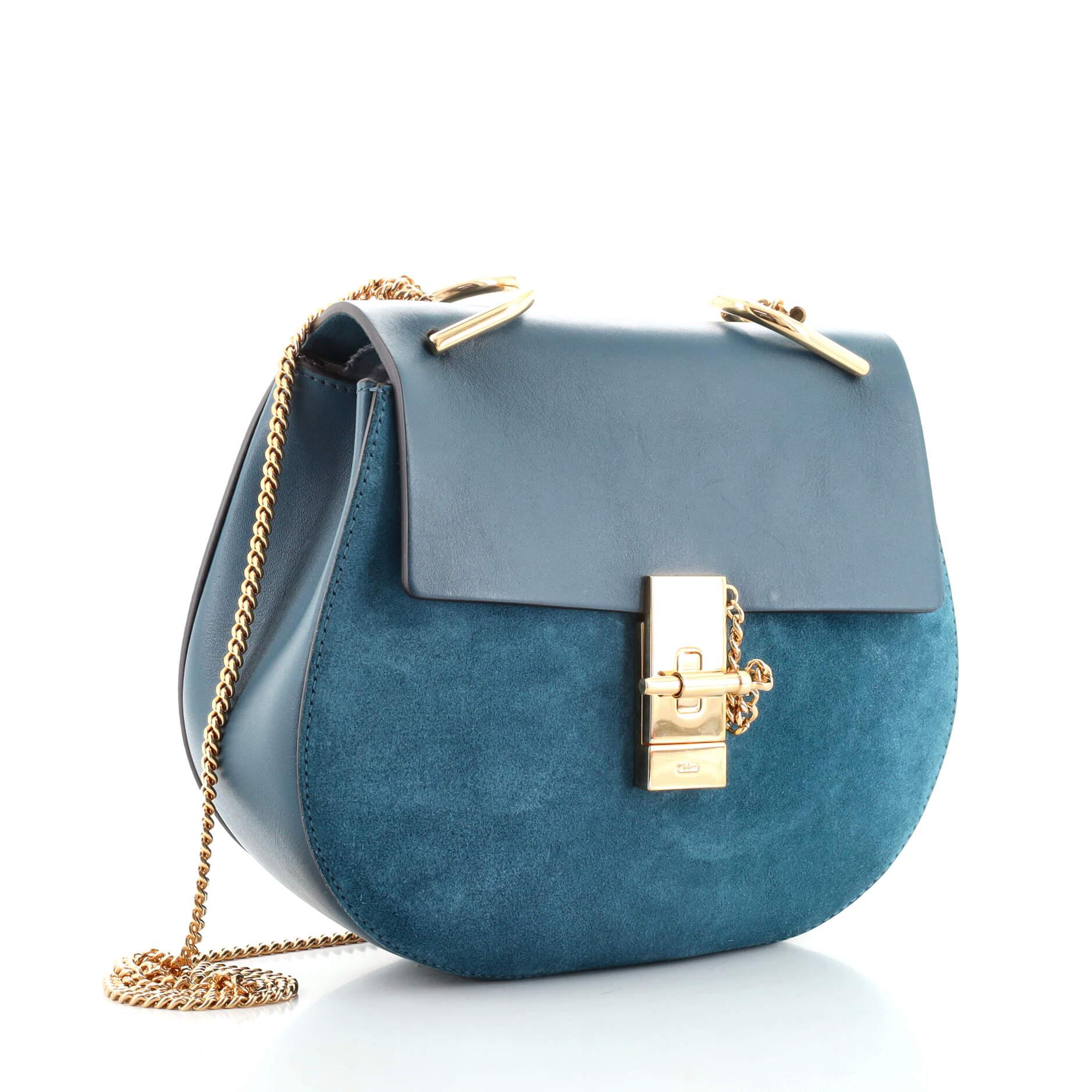 Crossbody-Tasche aus Leder und Wildleder von Drew Klein (Blau)
