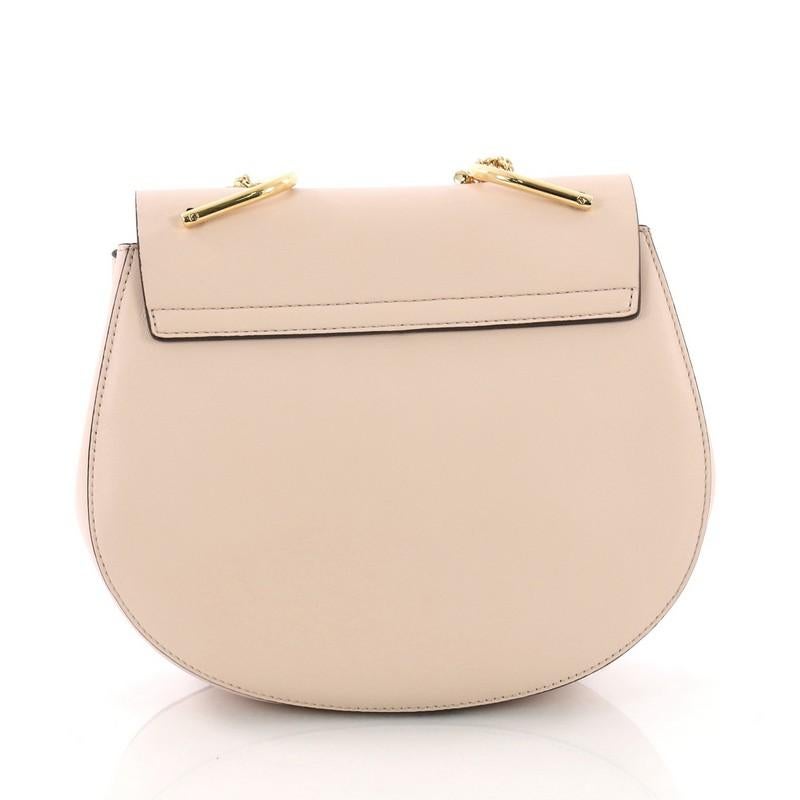 Beige Chloe Drew Crossbody Bag Leather and Suede Small