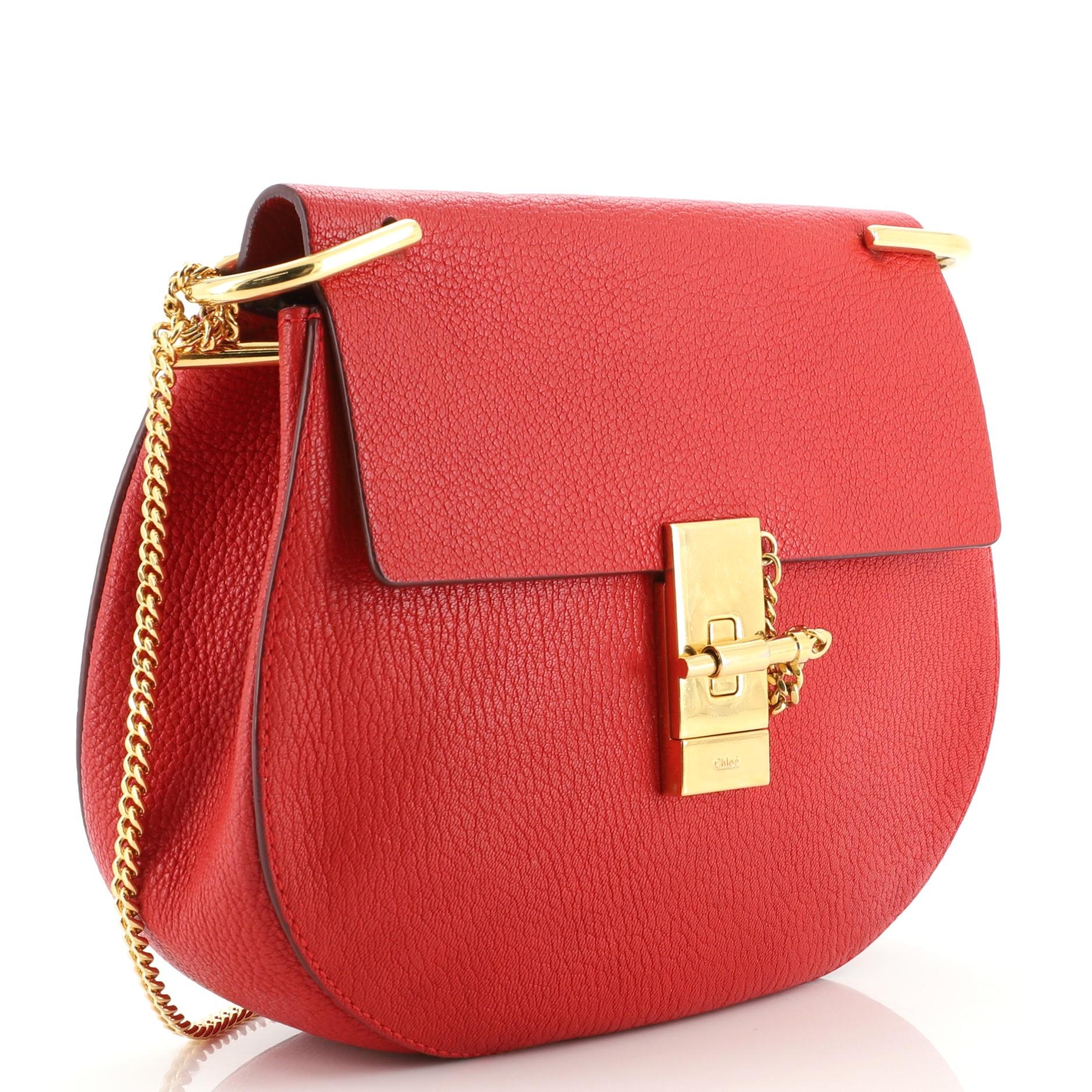 Red Chloe Drew Crossbody Bag Leather Small