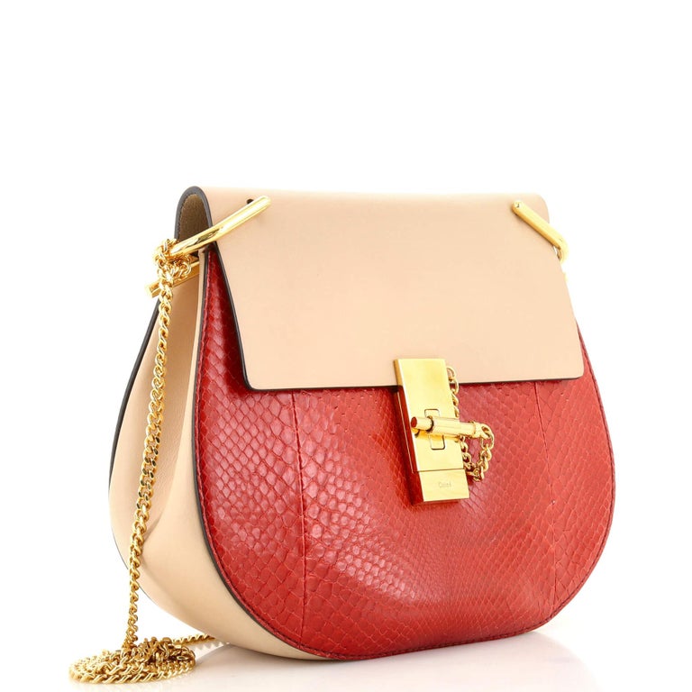 Chloe Drew Crossbody Bag Python and Leather Small For Sale at 1stDibs
