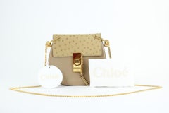 Chloé Drew Mini and Ostrich 825mt11 Beige Leather Cross Body Bag