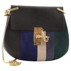 Chloe Drew Patchwork Crossbody Bag Leather and Suede Small