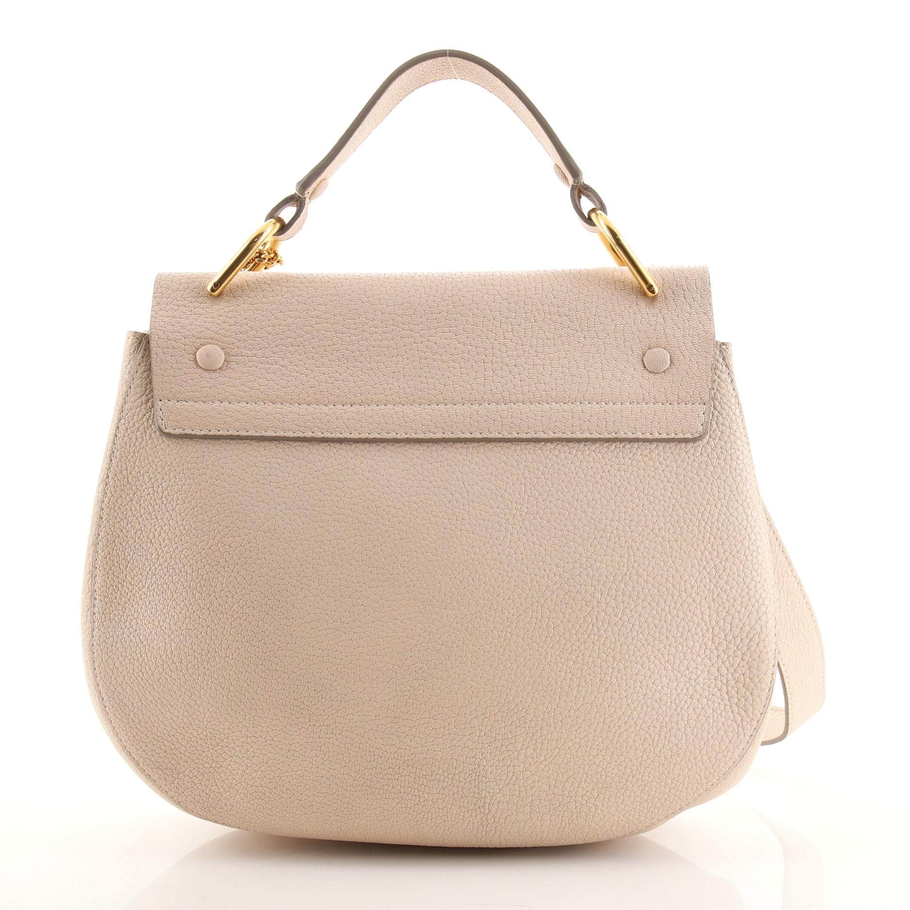 Beige Chloe Drew Shoulder Bag Leather Medium