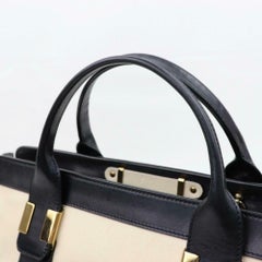 Chloé Duffle Bicolor Boston 870654 Black Leather Weekend/Travel Bag