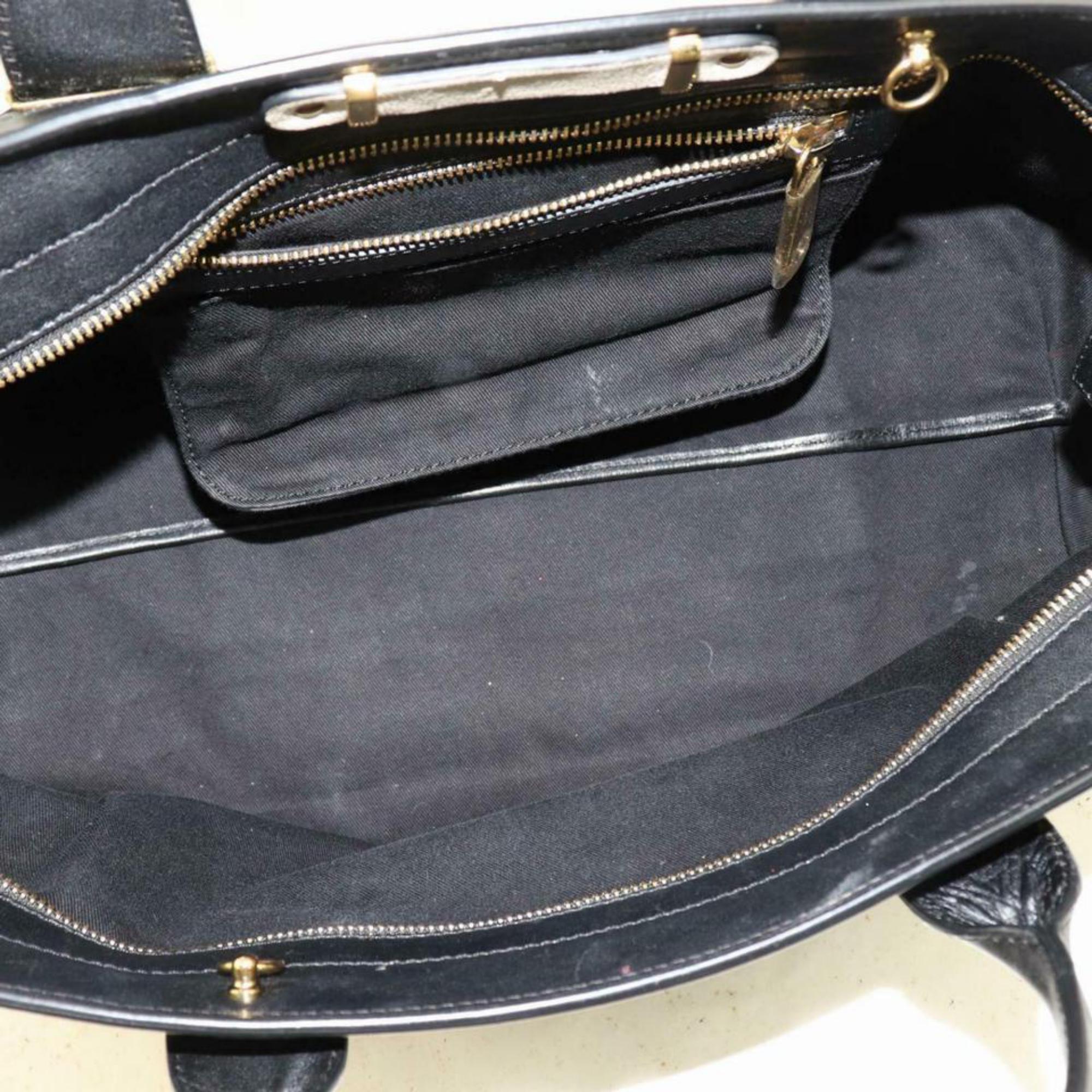 Women's Chloé Duffle Bicolor Boston 870654 Black Leather Weekend/Travel Bag For Sale