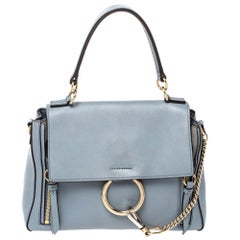 Chloe Dusty Blue Leather Small Faye Day Shoulder Bag
