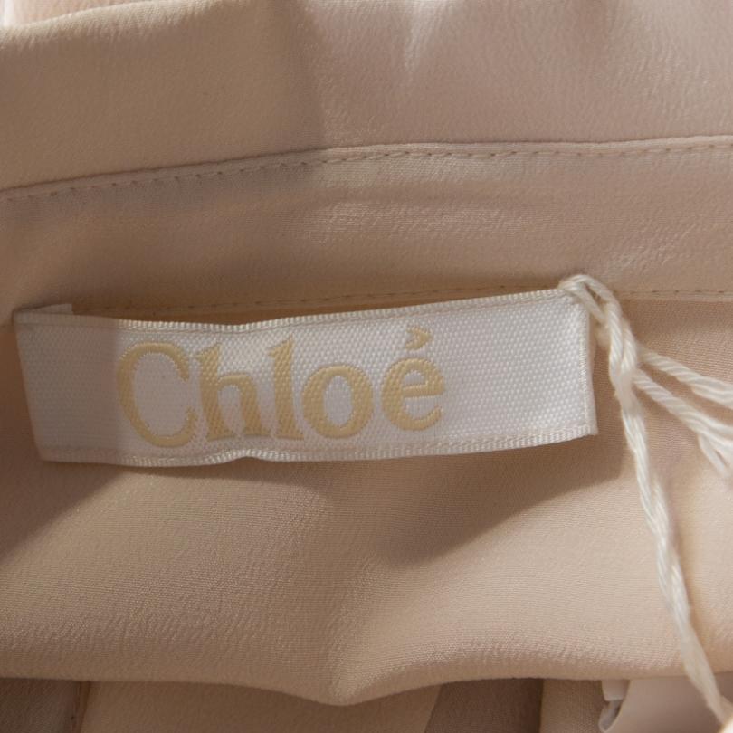 Chloe Dusty Pink Silk Ruffled Long Sleeve Blouse L In New Condition In Dubai, Al Qouz 2