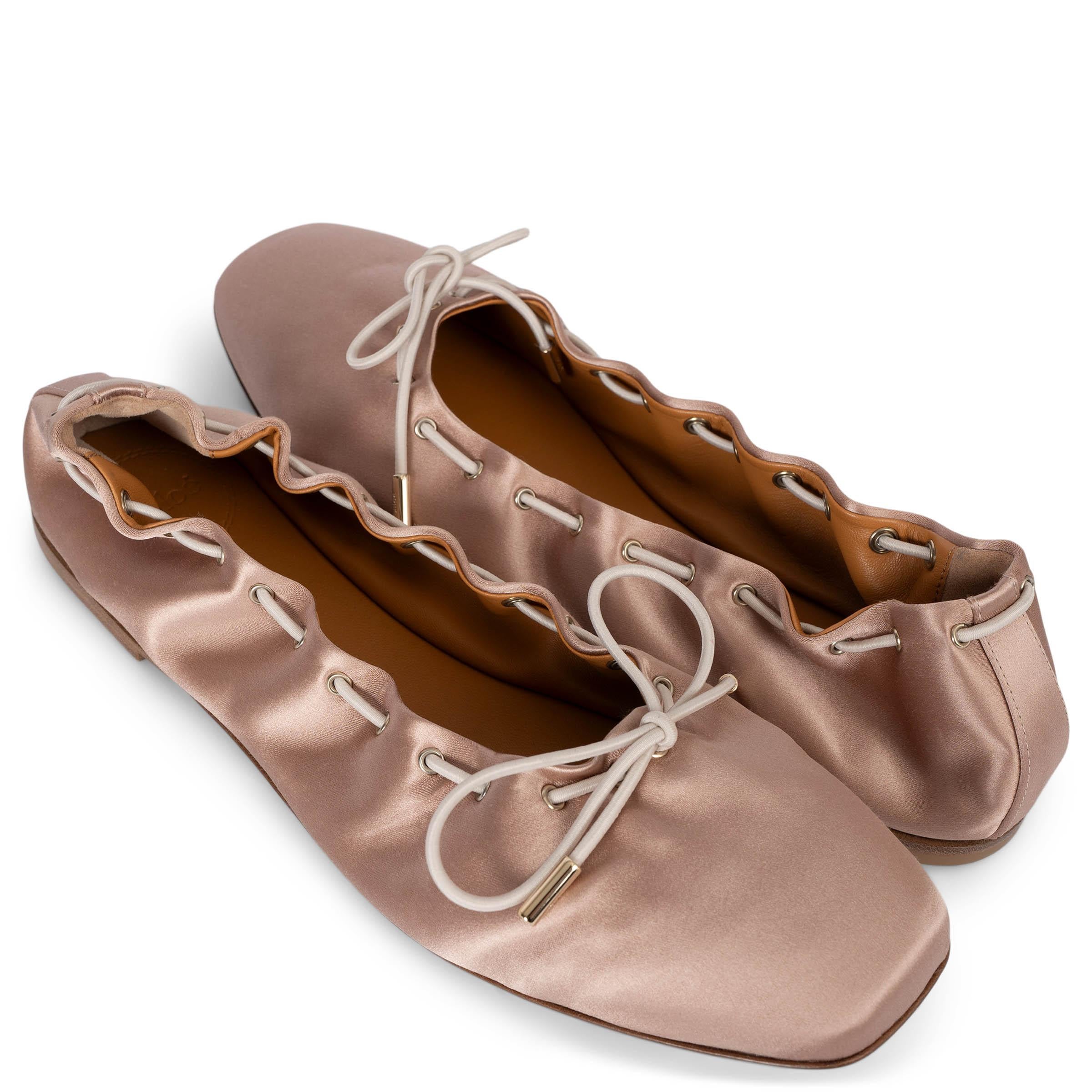 CHLOE dusty rose ORACIA BOW DETAILED SATIN Ballet Flats Shoes 39.5 1