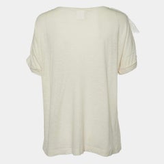 Chloe Ecru Cream Knit Lace Trimmed Top XS