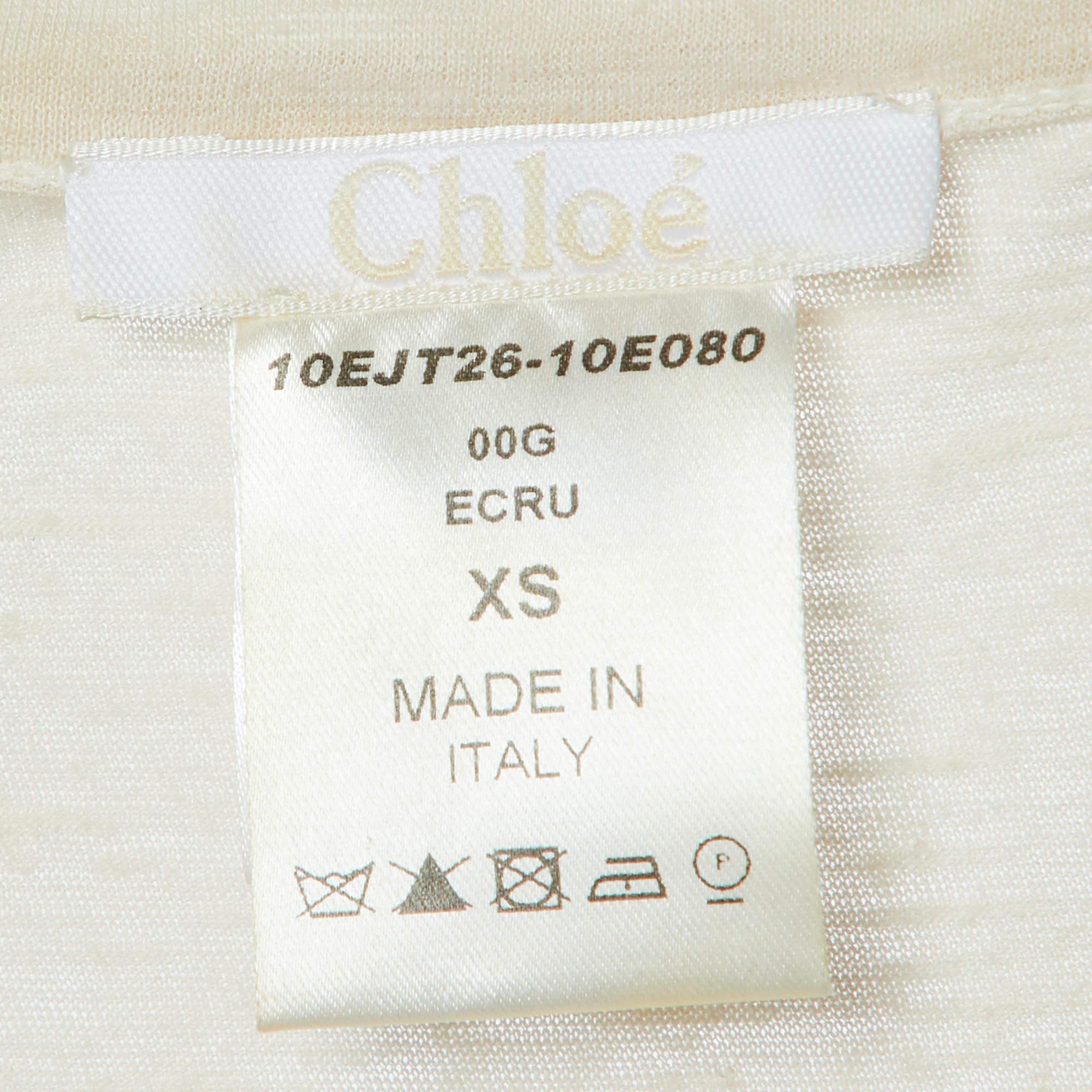 Chloe Top de punto de color crudo con ribete de encaje XS en Bueno estado para la venta en Dubai, Al Qouz 2