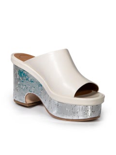 Chloé Ecru Leather Oli Platform Mule Sandals Size IT 40