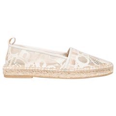 Chloé Ecru Logo Lace Woody Espadrilles Größe IT 38