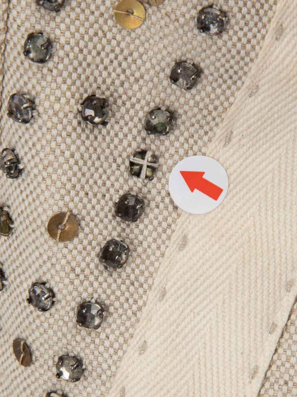 Chloé Abrigo largo medio adornado con lentejuelas en color crudo Talla L en venta 1