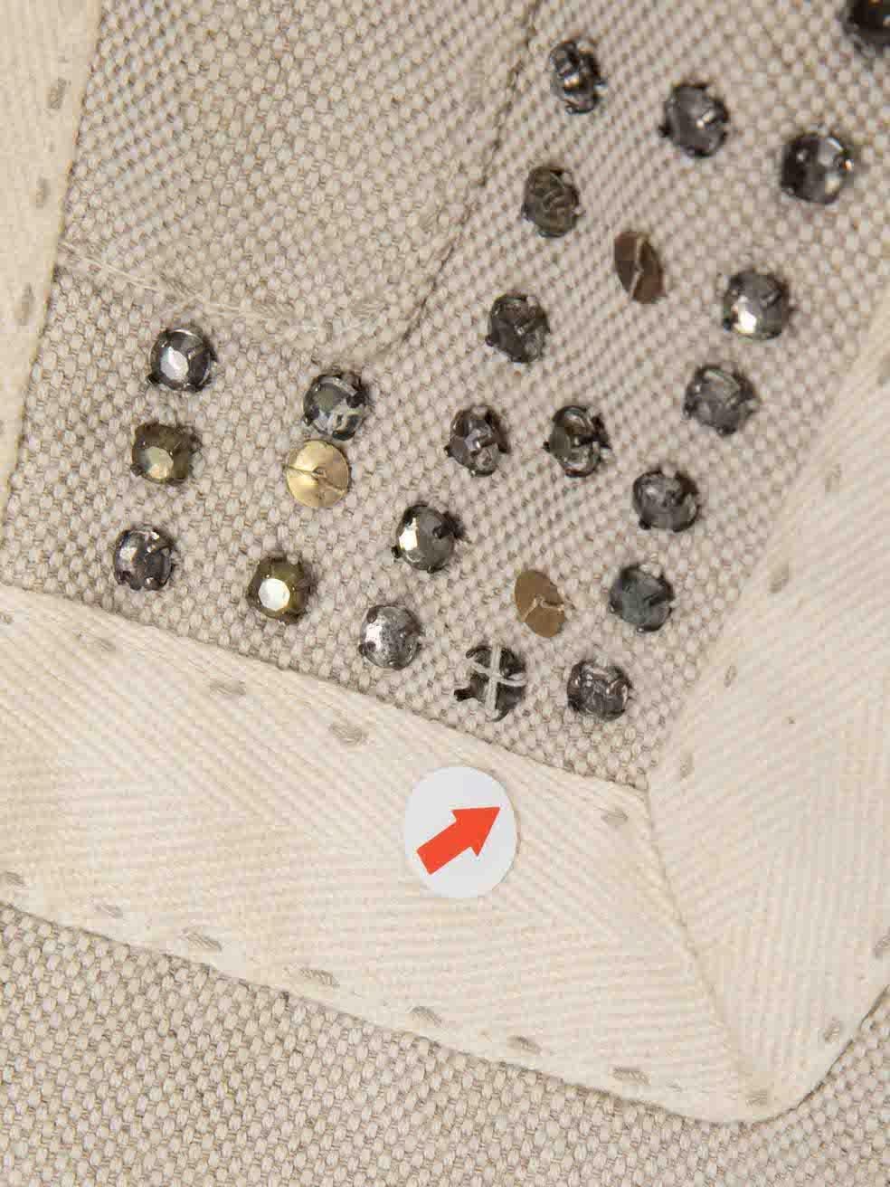 Chloé Abrigo largo medio adornado con lentejuelas en color crudo Talla L en venta 2