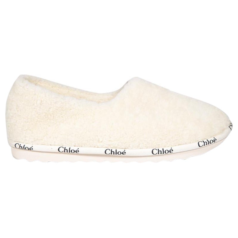 Chloé Ecru Shearling Woody Closed Slipper Size IT 40